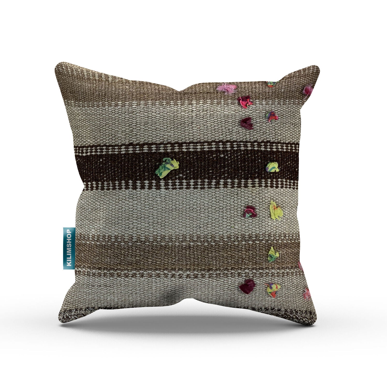 Vintage Kilim Cushion Cover 40x40 cm Square Wool Kelim Pillow Moroccan Decor