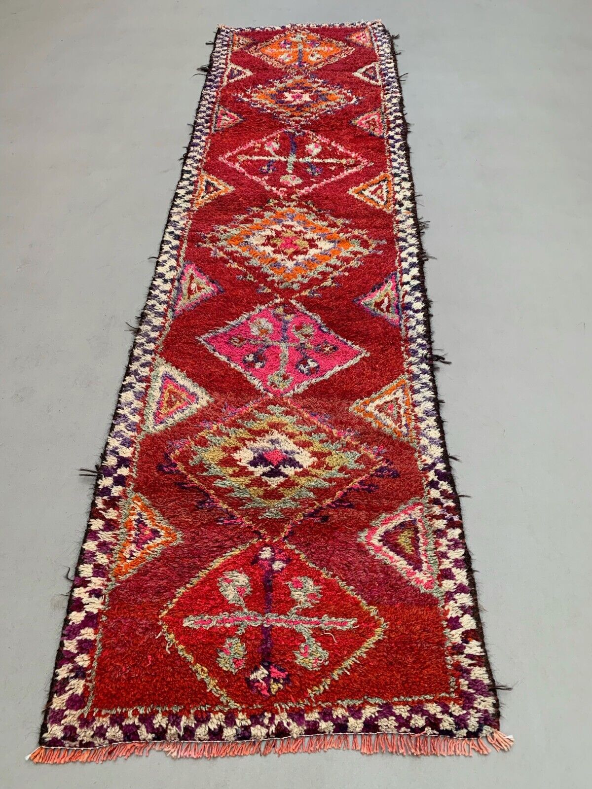 Vintage Turkish  Tribal Runner 345x94 cm veg dye wool rug tribal, handmade