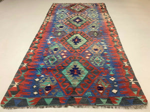 Vintage Turkish Kilim Kelim Rug 258x134 cm shabby chic wool, country home, boho kilimshop.myshopify.com