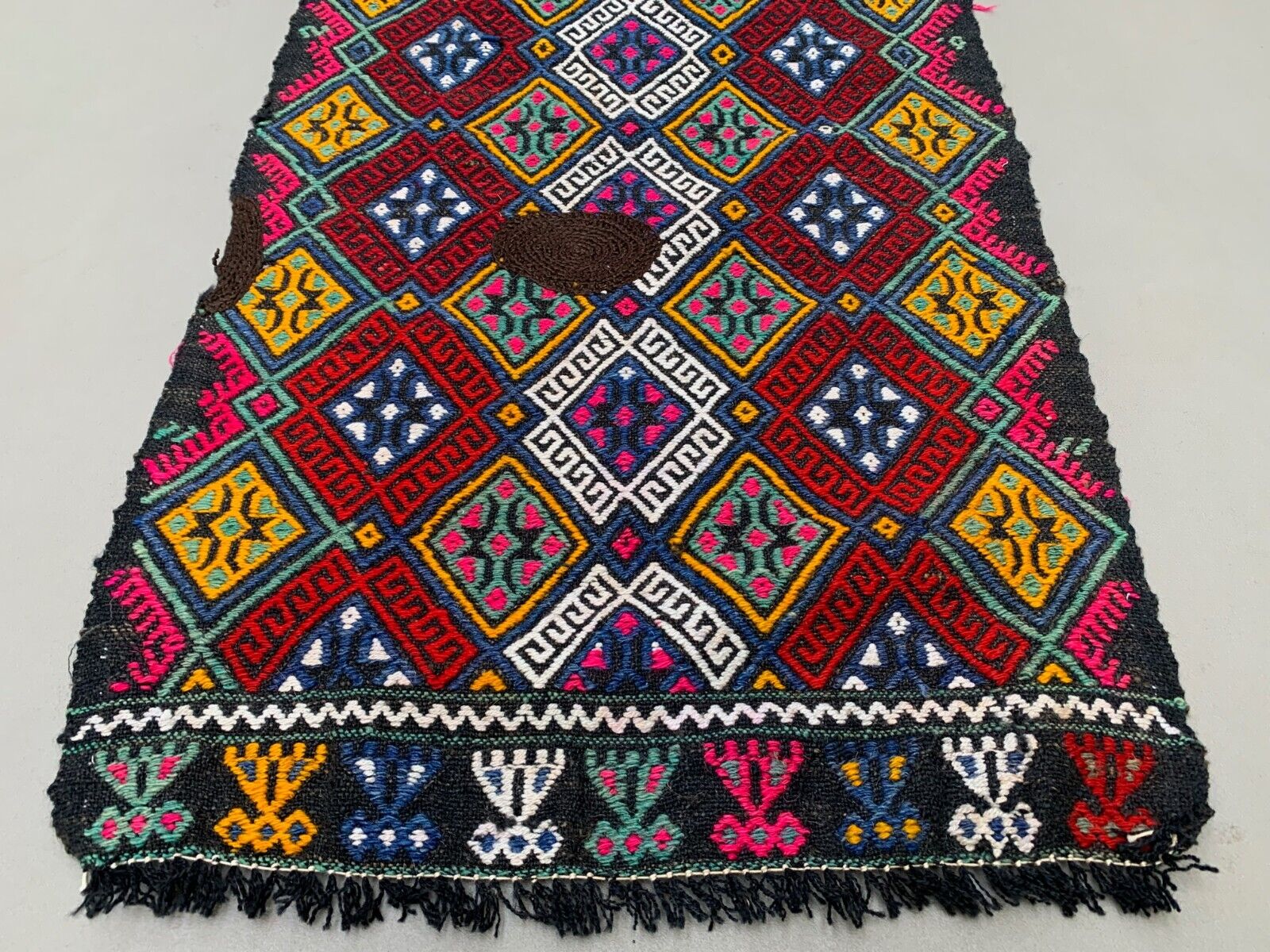 Vintage Turkish Mini Kilim 106x52 cm Wool Small Kelim Runner