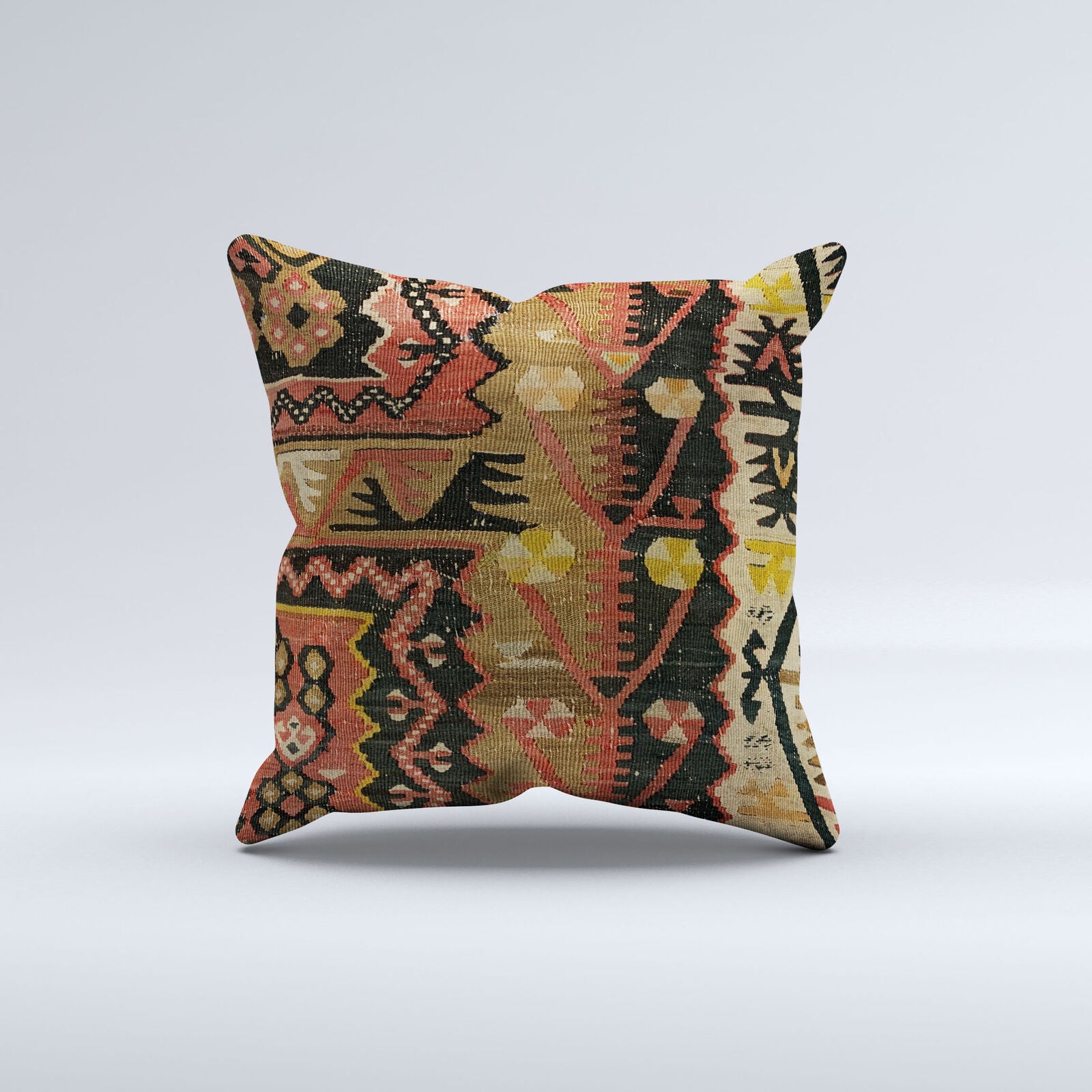 Vintage Turkish Kilim Cushion Cover 60x60 cm Square Wool Kelim Pillowcase 66418