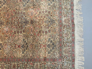 Vintage Turkish Silk Rug, 180x116 cm, Kayseri, Pink Blue Green, Handmade