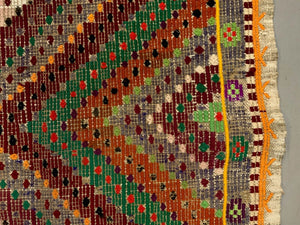 Large Vintage Turkish Kilim Rug 330x193 cm Wool Jajim Kelim