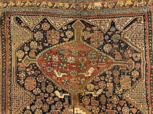 Antique Tribal Qashqai Rug 275x157 cm, medium, oriental Carpet truly Shabby Chic