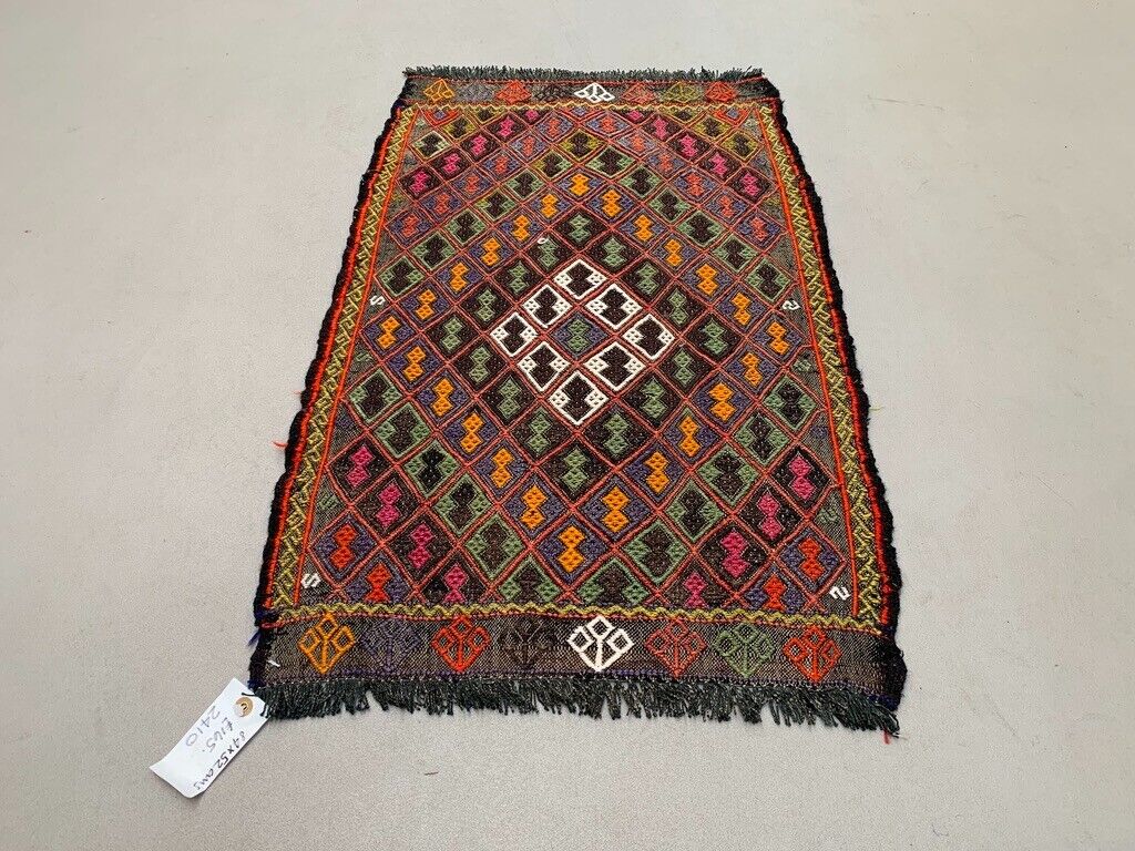 Vintage Turkish Mini Kilim 84x52 cm Wool Small Kelim Runner, shabby Chic