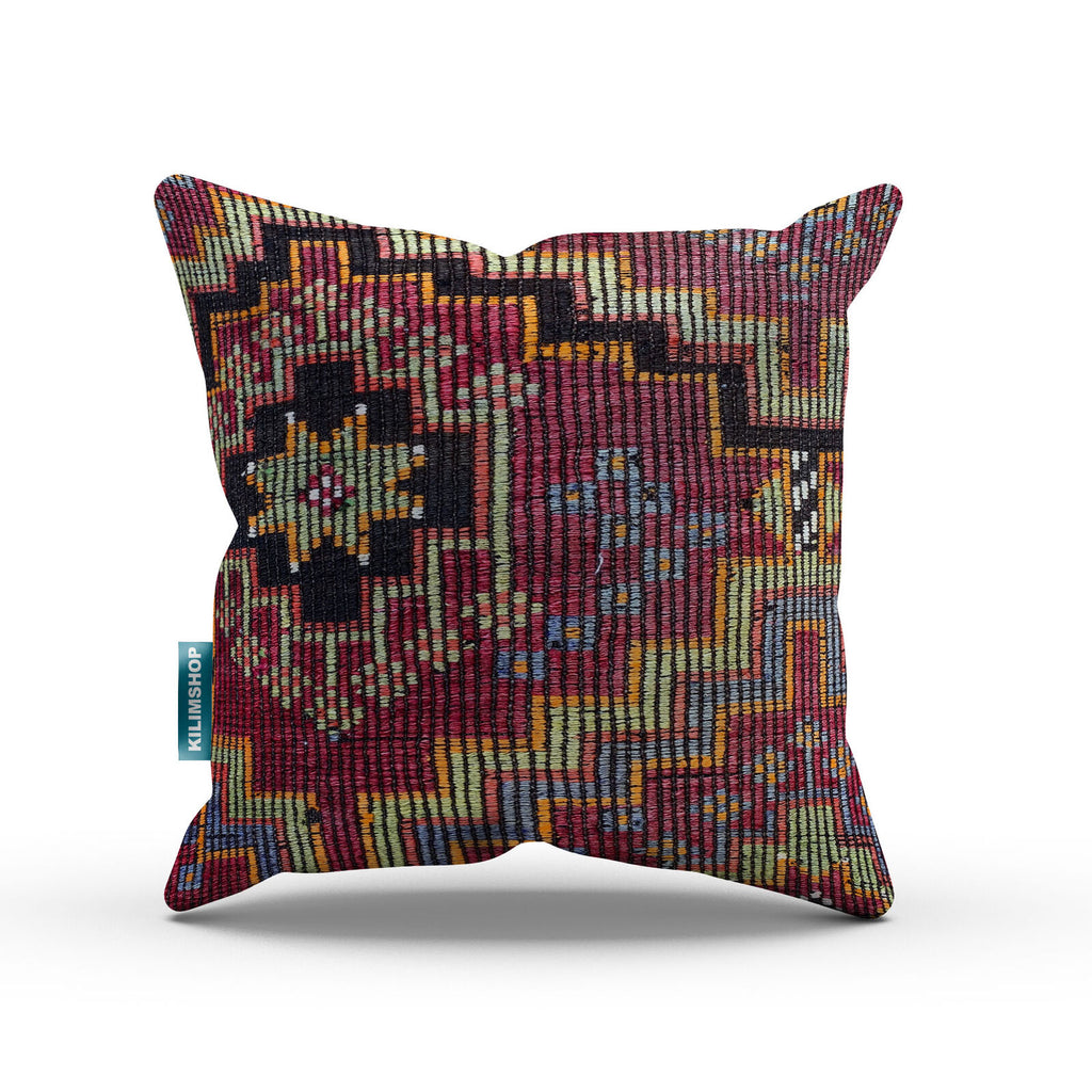 Turkish Kilim Cushion Cover 60x60 cm Square Wool Kelim Pillow Moroccan  66378