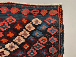 Vintage Baluchi Kilim 206x120 cm Wool Kelim Rug Red Black Medium
