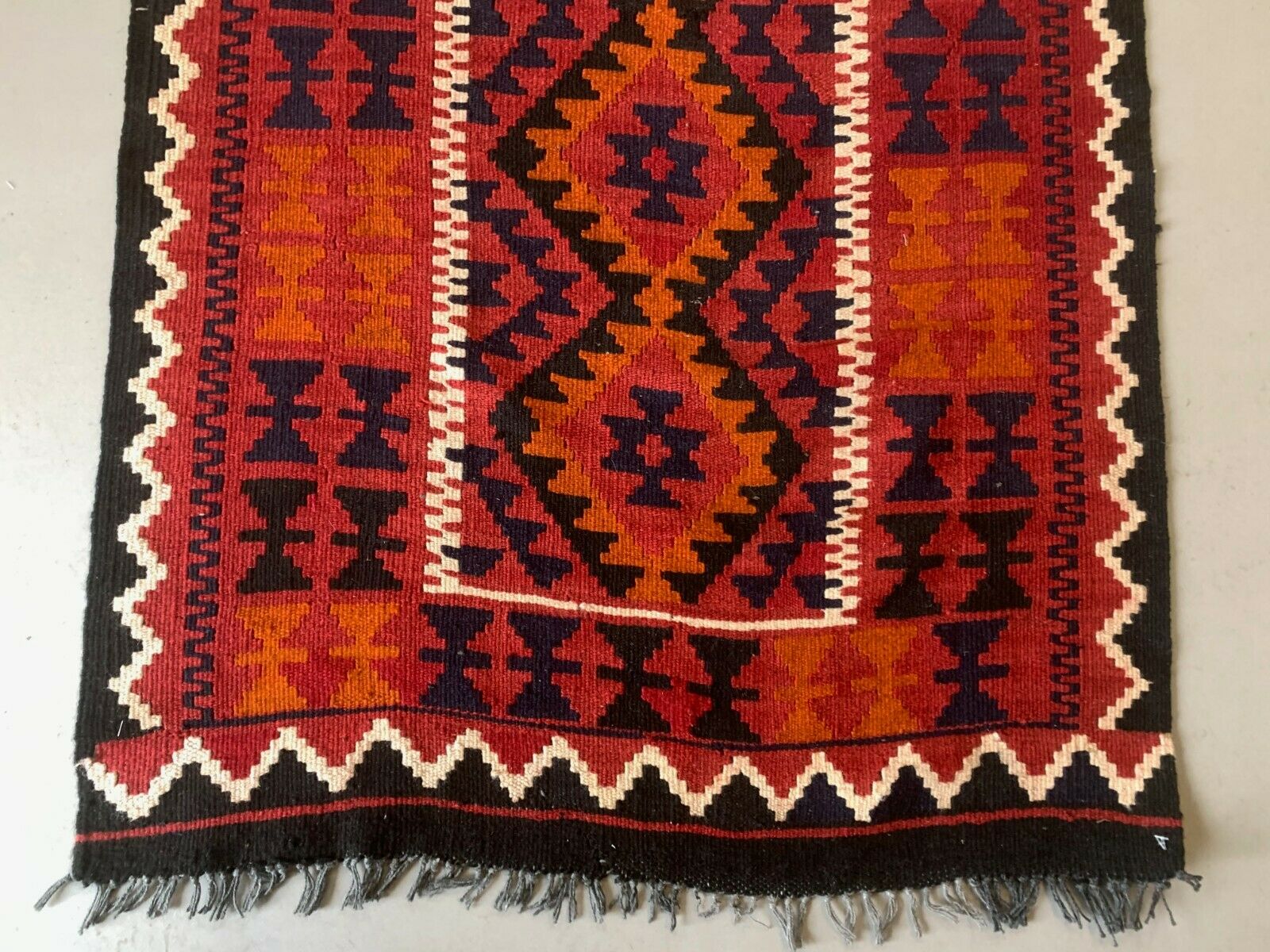 Afghan narrow Kilim Runner 384x94 cm, shabby chic, vintage decor kelim rug kilimshop.myshopify.com