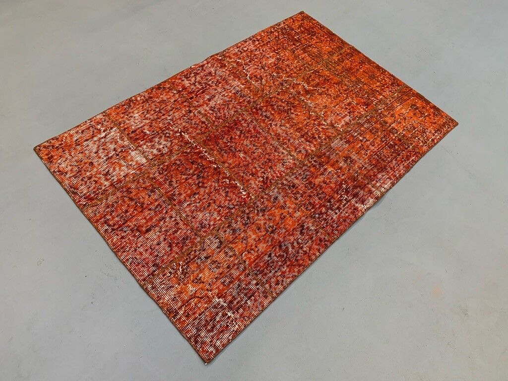 Distressed Vintage Turkish Patchwork Rug 150x100 cm Wool Medium