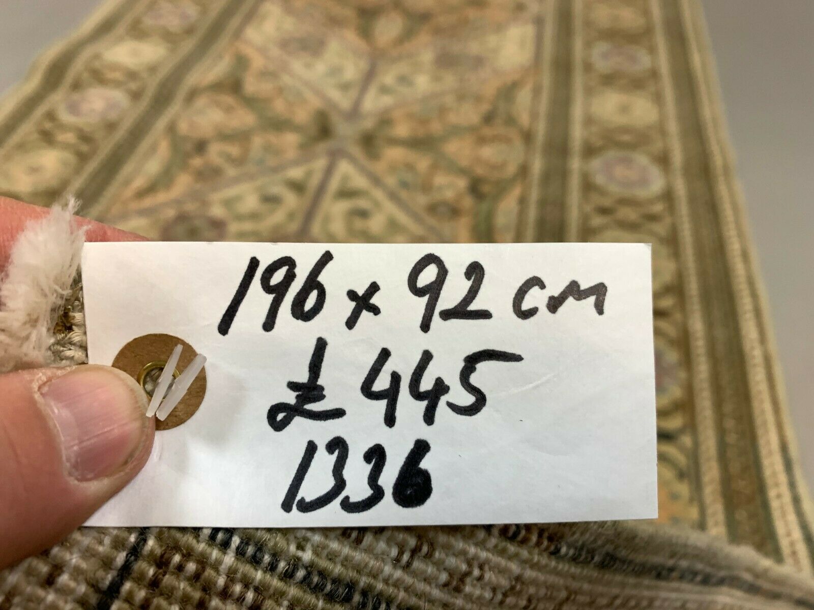 Distressed Turkish Rug 196x92 cm wool Vintage shabby Chic Runner Green, Beige kilimshop.myshopify.com