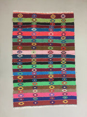 Old Turkish Kilim 158x106 cm Kelim Rug Colourful, Blue Pink Green Orange Medium