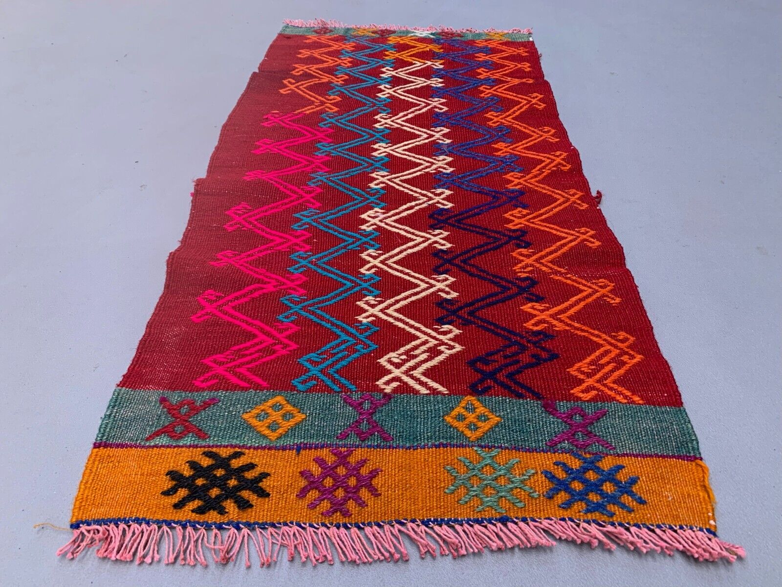 Vintage Turkish Mini Kilim 90x43 cm Wool Small Kelim