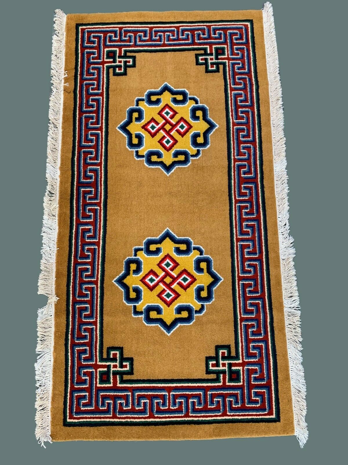 Rare Mongolian Rug 200x105 cm, Vintage Old Tribal