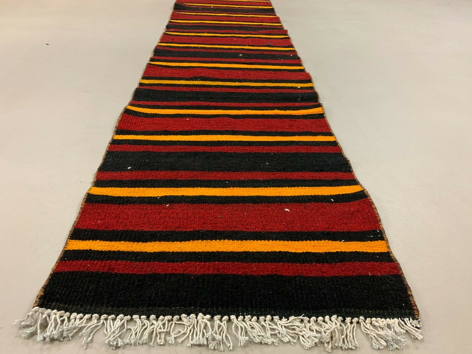 Old Turkish narrow Kilim Runner 275x54 cm, shabby chic, vintage kelim Red Black kilimshop.myshopify.com