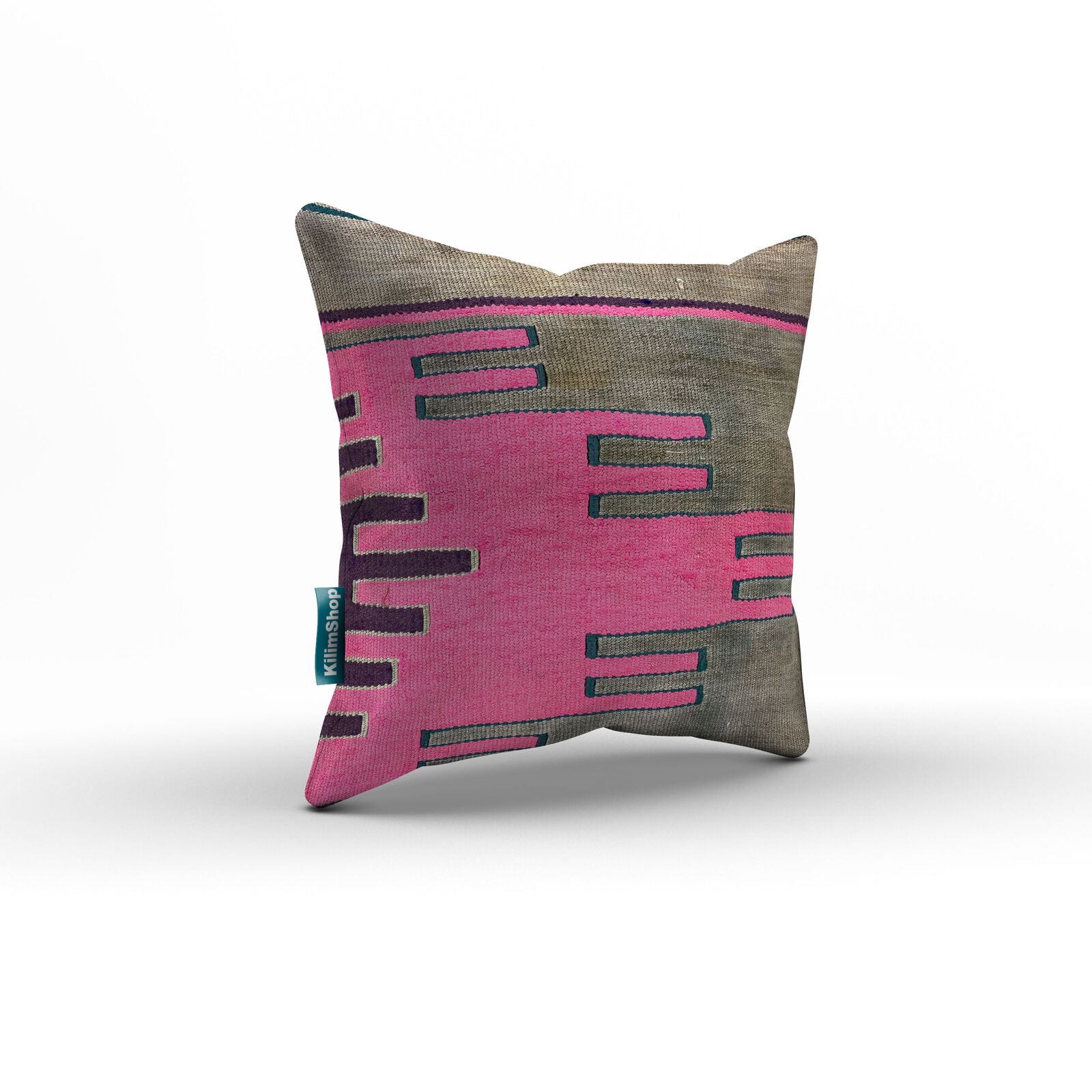 Turkish Kilim Cushion Cover 40x40 cm Square Wool Kelim Pillow Moroccan 40793