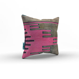 Turkish Kilim Cushion Cover 40x40 cm Square Wool Kelim Pillow Moroccan 40793