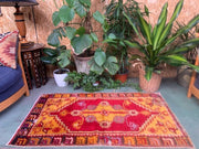 Shabby Turkish Oushak Rug 140x77 cm vintage carpet Ushak Region Medium