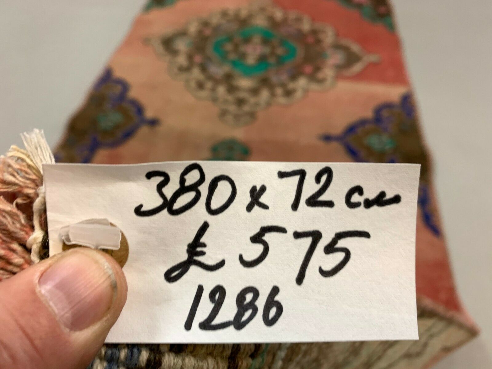 Distressed Turkish Runner 380x72 cm wool Vintage Tribal Rug Pink Green kilimshop.myshopify.com