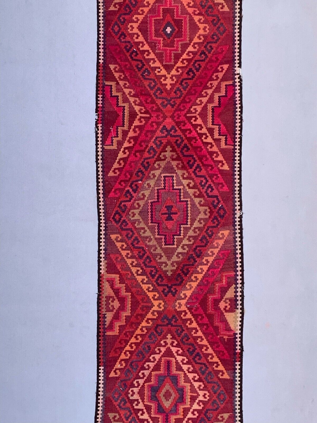 Old Turkish Kilim Runner 480x95 cm, Vintage Kelim Rug, Long and Narrow