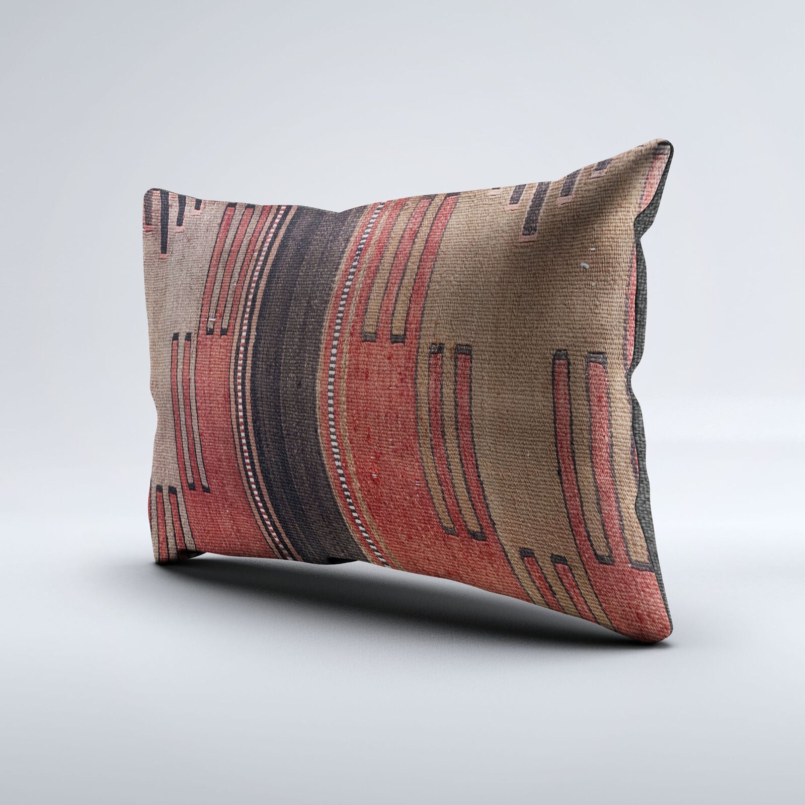 Vintage Turkish Kilim Cushion Cover 60x40 cm Square Wool Kelim Pillowcase 64696