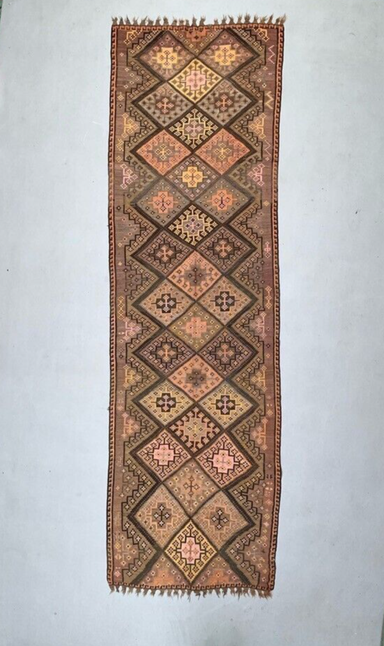 Large Vintage Turkish Kilim Rug 500x152 cm Wool Kelim