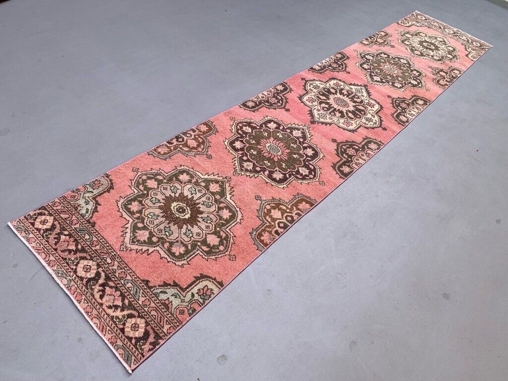 Distressed Turkish Runner 406x81 cm wool Vintage Tribal Rug