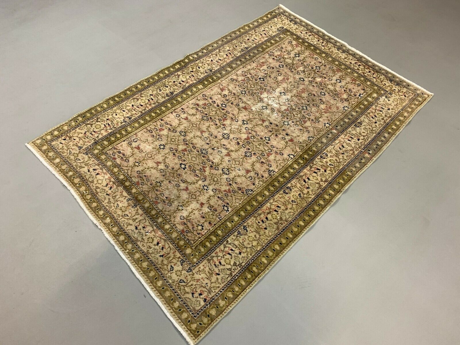 Distressed Turkish Rug 176x116 cm wool Vintage shabby Chic Tribal Brown, Beige kilimshop.myshopify.com