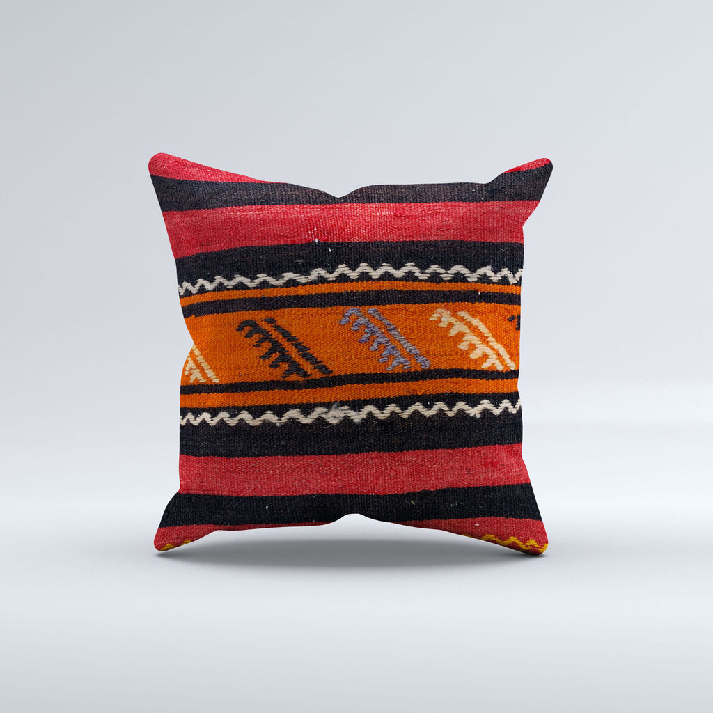 Vintage Turkish Kilim Cushion Cover 40x40 cm Square Wool Kelim Pillowcase  40824
