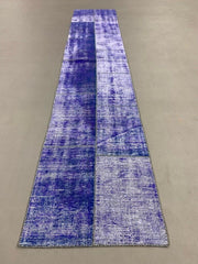 Vintage Turkish Patchwork Runner 300x60 cm Wool Rug 2181