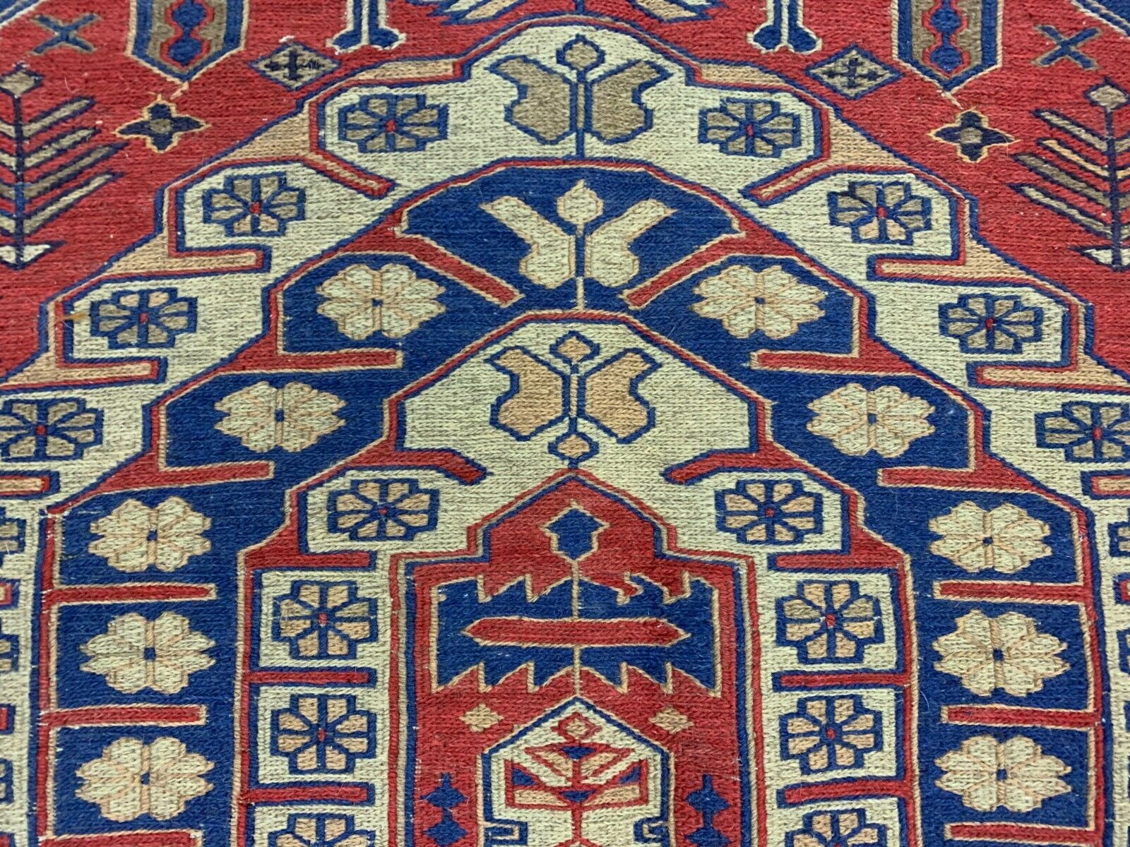 Vintage Afghan Soumak Kilim 245x153 cm, Kelim Rug cm Large Red, Blue, Beige kilimshop.myshopify.com