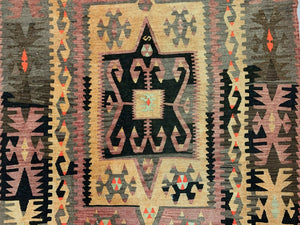Vintage Turkish Kilim 350x140 cm Wool Kelim Rug Large kilimshop.myshopify.com