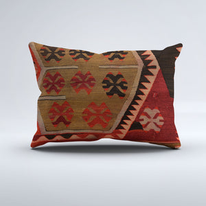 Vintage Turkish Kilim Cushion Cover 60x40 cm Square Wool Kelim Pillowcase 64714