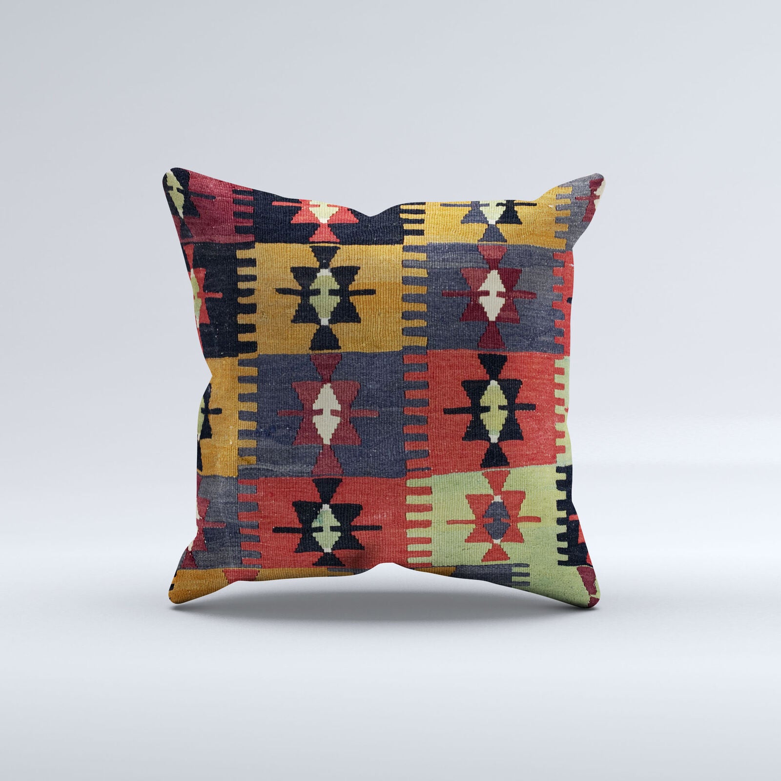 Vintage Turkish Kilim Cushion Cover 60x60 cm Square Wool Kelim Pillowcase 66464