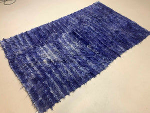 Antique Turkish Shabby Wool Rug 200x125 cm Blue, shabby chic, shaggy, shag pile kilimshop.myshopify.com