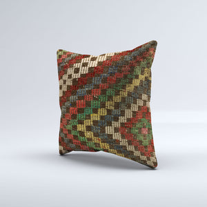 Vintage Turkish Kilim Cushion Cover 60x60 cm Square Wool Kelim Pillowcase 66431