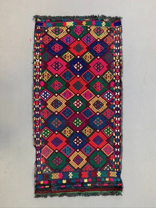 Vintage Turkish Mini Kilim 114x57 cm Wool Small Kelim Runner, shabby Chic