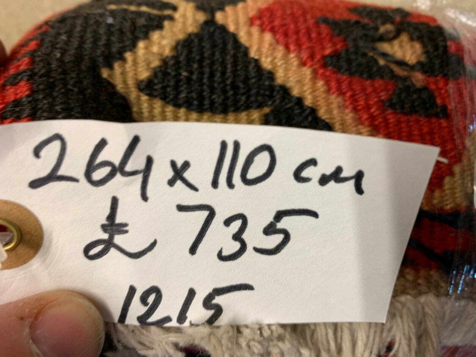 Vintage Turkish Kilim 264x110 cm Wool Kelim Rug Large Red Navy Runner kilimshop.myshopify.com