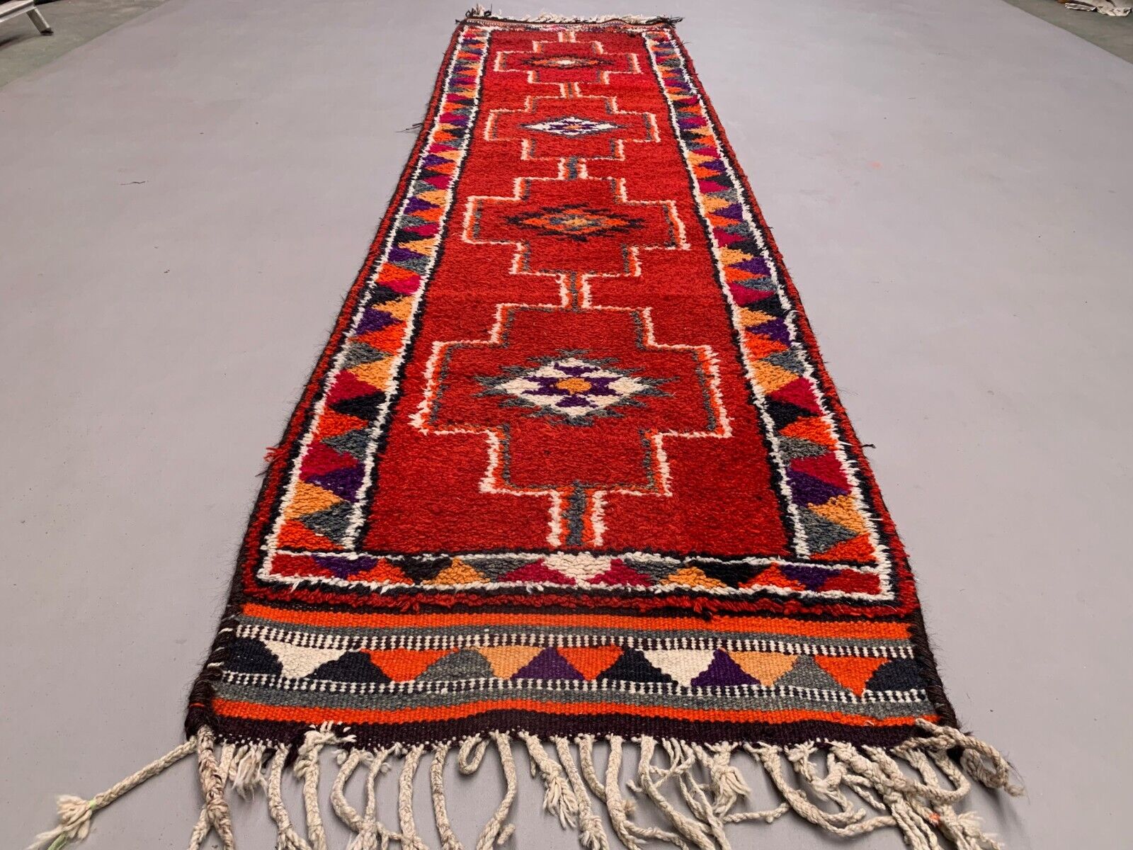 Vintage Turkish  Tribal Runner 350x90 cm veg dye wool rug tribal, handmade