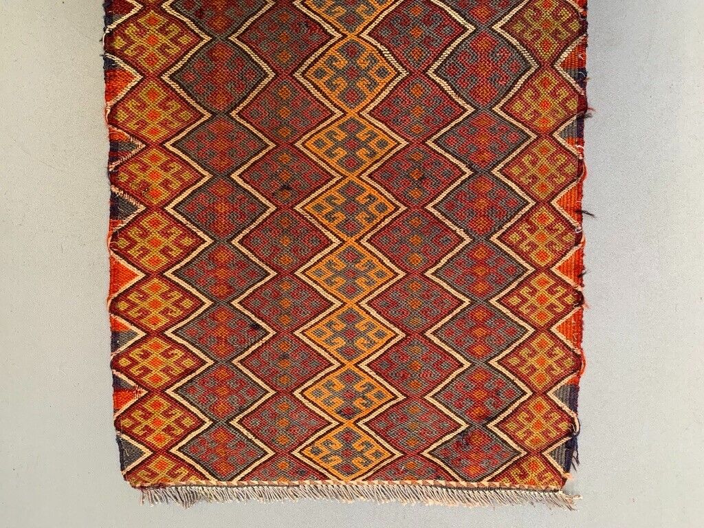 Vintage Turkish Mini Kilim 87x54 cm Wool Small Kelim Runner, shabby Chic