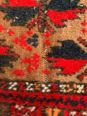 Vintage Afghan Village Rug 138x85 cm, Red, Black Tribal Small