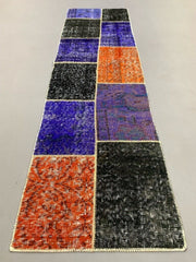 Vintage Turkish Patchwork Runner 180x50 cm Wool Rug 2168