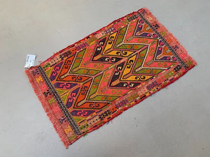 Vintage Turkish Mini Kilim 86x50 cm Wool Small Kelim Runner, shabby Chic