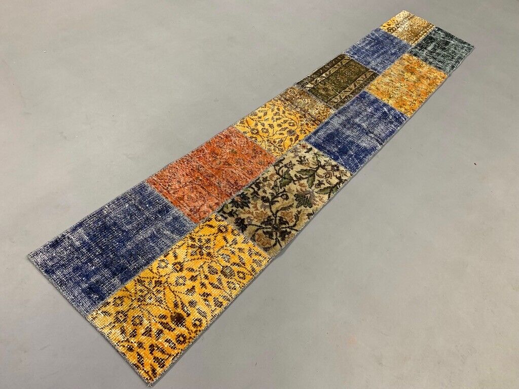 Vintage Turkish Patchwork Runner 300x60 cm Wool Rug 2178