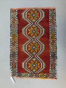 Vintage Turkish Mini Kilim 85x55 cm Wool Small Kelim Runner, shabby Chic