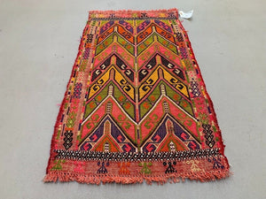 Vintage Turkish Mini Kilim 86x50 cm Wool Small Kelim Runner, shabby Chic