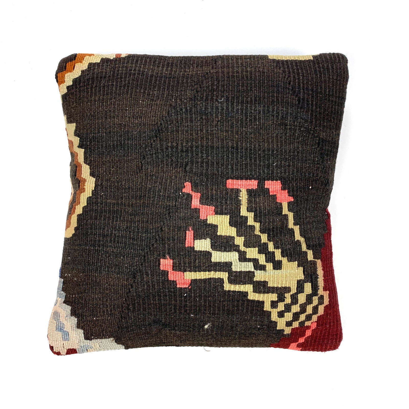 Vintage Kilim Cushion Cover 40x40 cm Square Wool Kelim Pillow Moroccan Decor kilimshop.myshopify.com