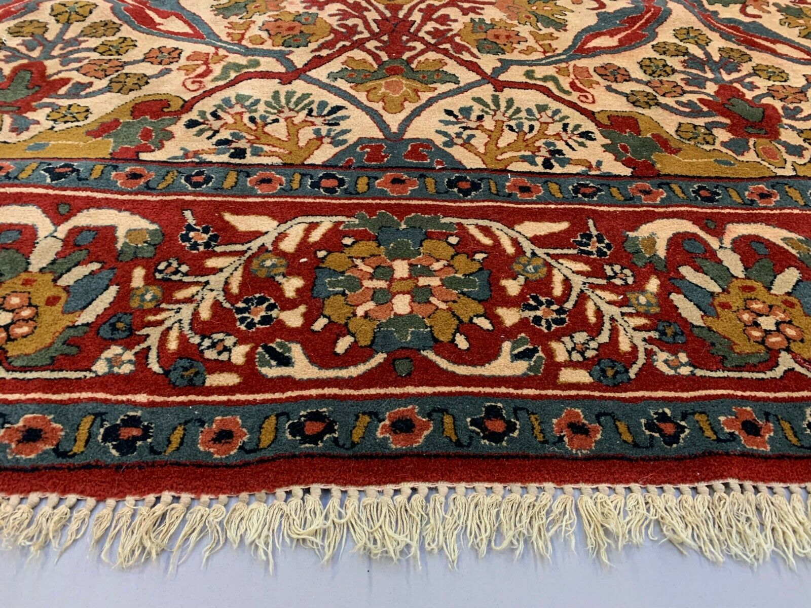 XL Vintage Arts and Crafts, W Morris style Rug 400x296 cm, Red Blue