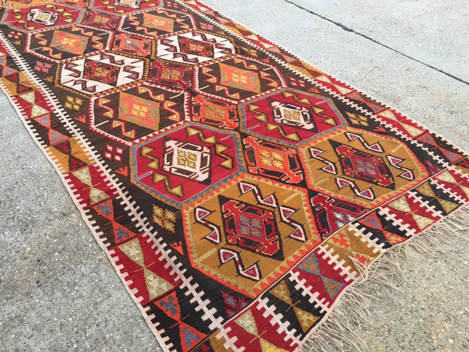 Vintage Turkish Kilim Kelim Rug 358x164 cm shabby chic wool, country home, boho Antiques:Carpets & Rugs kilimshop.myshopify.com