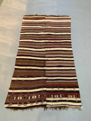 Vintage Turkish Kilim 317x170 cm Wool Kelim Rug Large Purple, Brown, Black