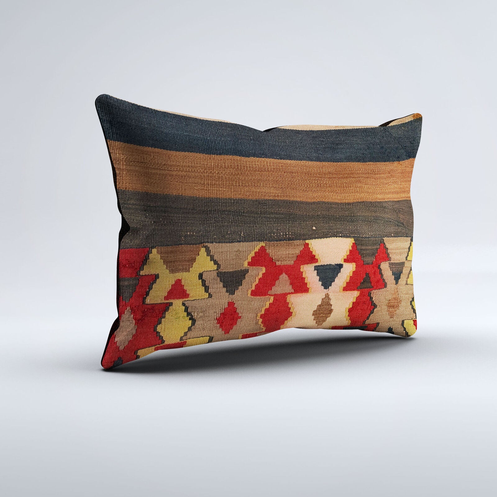 Vintage Turkish Kilim Cushion Cover 60x40 cm Square Wool Kelim Pillowcase 64718